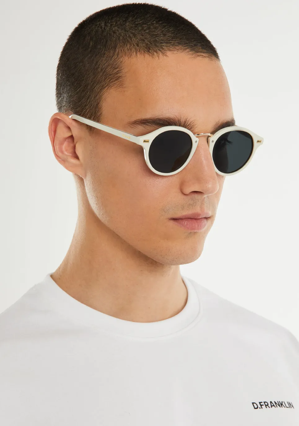 D.Franklin Roller Round V2 Cream / Smoke|Damen Runde Sonnenbrillen|Polarisierte Sonnenbrillen