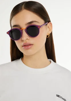 D.Franklin Roller Round V2 Limited Purple|Damen Runde Sonnenbrillen|Polarisierte Sonnenbrillen