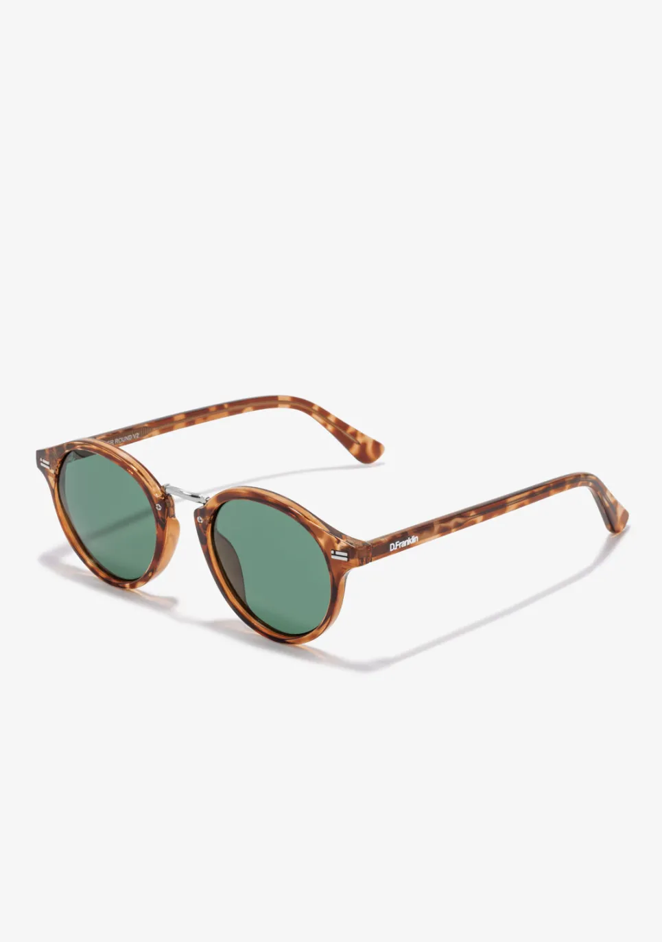 D.Franklin Roller Round V2 Tortoise / Smoky Green|Damen Runde Sonnenbrillen|Polarisierte Sonnenbrillen
