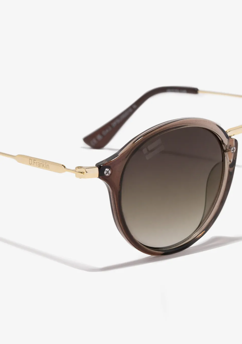 D.Franklin Roller TR90 Milky Brown / Grad Brown|Damen Runde Sonnenbrillen|Runde Sonnenbrillen
