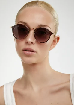 D.Franklin Roller TR90 Milky Brown / Grad Brown|Damen Runde Sonnenbrillen|Runde Sonnenbrillen