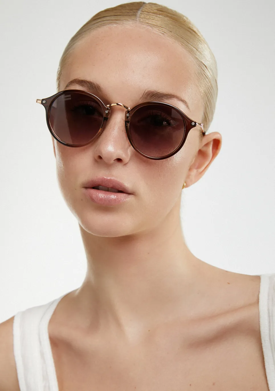 D.Franklin Roller TR90 Milky Brown / Grad Brown|Damen Runde Sonnenbrillen|Runde Sonnenbrillen