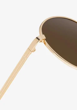 D.Franklin Round Legacy Gold / Dark Brown|Damen Runde Sonnenbrillen|Runde Sonnenbrillen