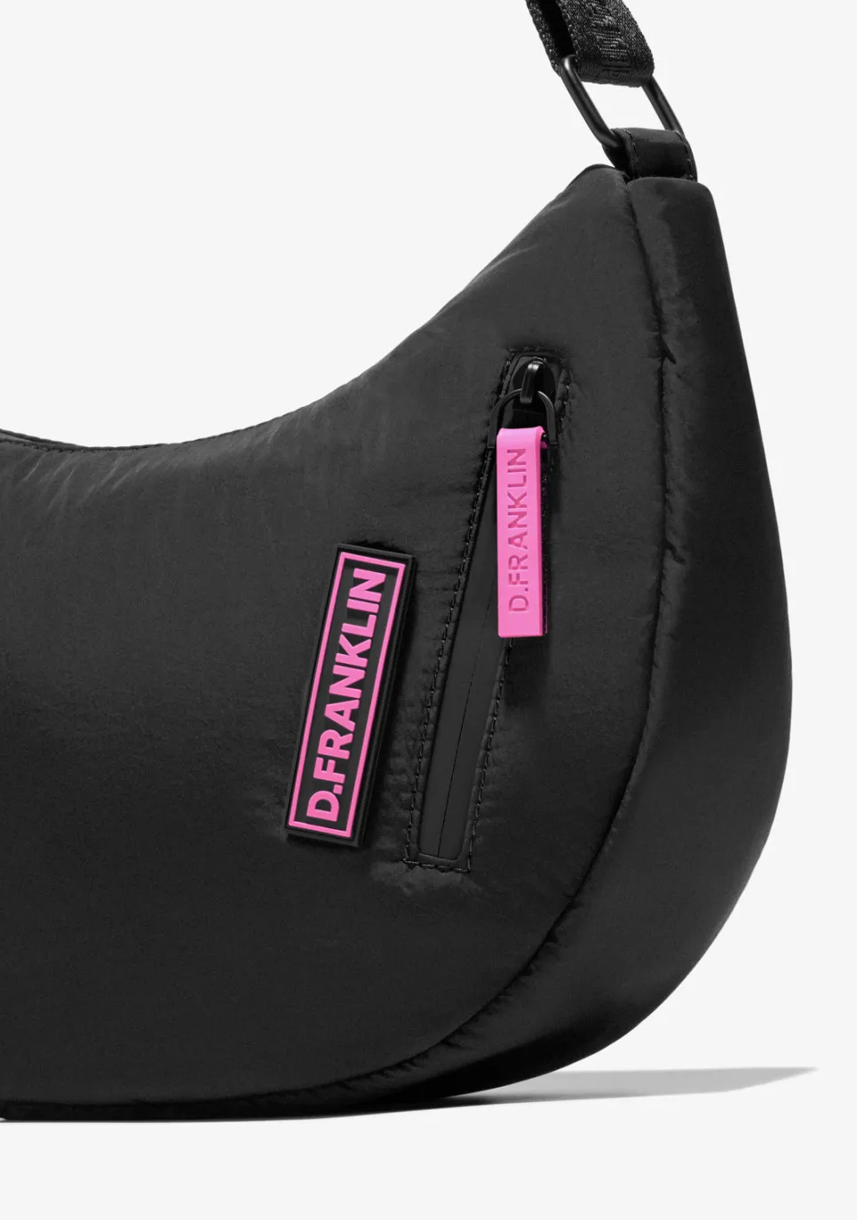 D.Franklin Round Nylon Crossbody Bag Black + Custom Set Fuchsia|Damen Taschen