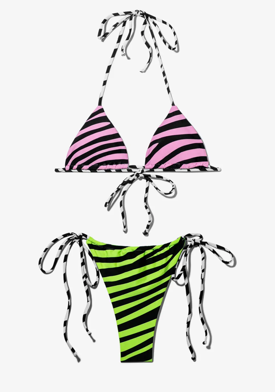 D.Franklin Samoa Top Zebra Pink + Samoa Bottom Zebra Lime Bikini|Damen Bikinis Und Einteiler