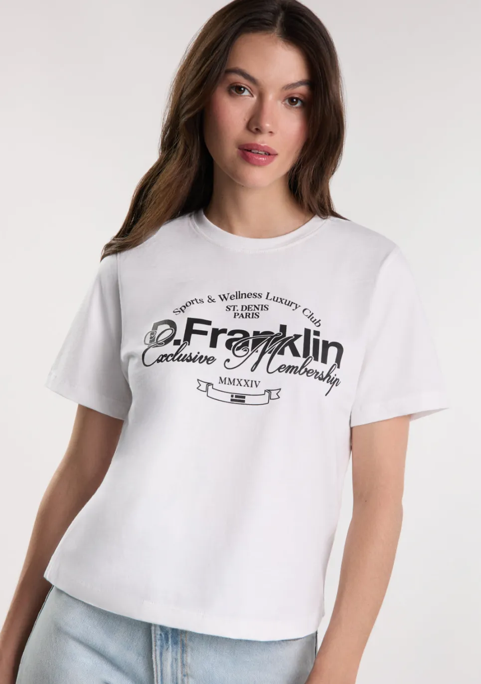 D.Franklin St. Denis Club T-Shirt White / Black|Damen T-Shirts
