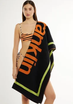D.Franklin Summer Club Jacquard Beach Towel Black|Damen Handtücher|Handtücher