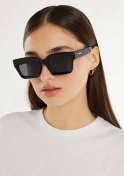D.Franklin Tokyo Black / Black|Damen Eckige Sonnenbrillen|Eckige Sonnenbrillen
