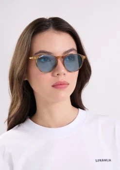 D.Franklin Ultra Light Max Amber / Blue|Damen Runde Sonnenbrillen|Polarisierte Sonnenbrillen