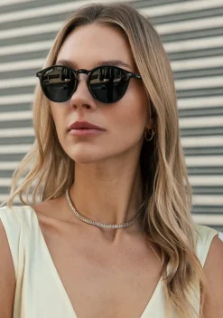 D.Franklin Ultra Light Max Black / Black|Damen Runde Sonnenbrillen|Polarisierte Sonnenbrillen