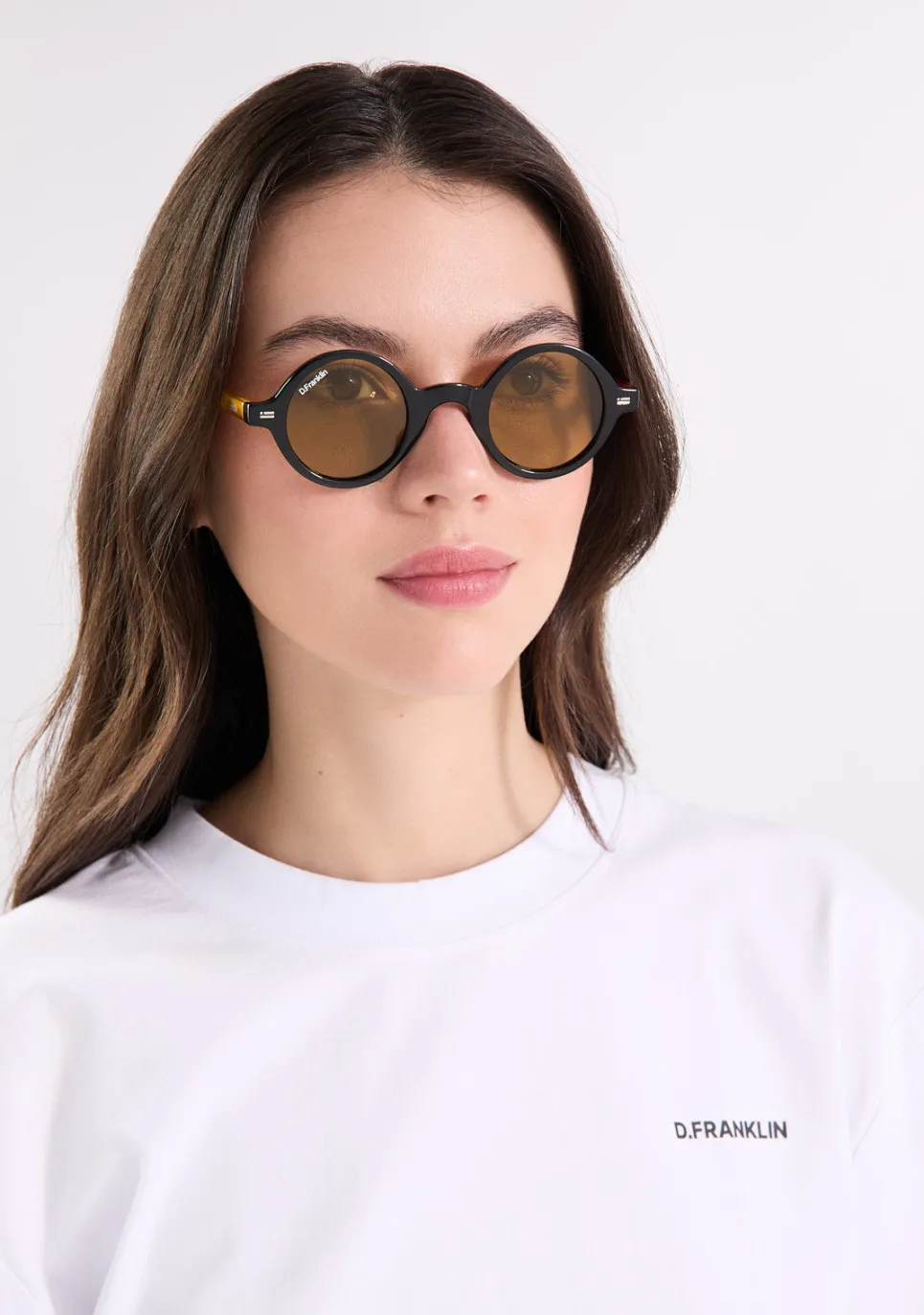 D.Franklin Ultra Light Round Black / Amber|Damen Runde Sonnenbrillen|Polarisierte Sonnenbrillen