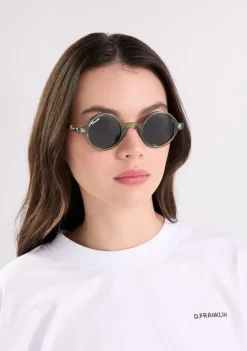 D.Franklin Ultra Light Round Green / Black|Damen Runde Sonnenbrillen|Polarisierte Sonnenbrillen