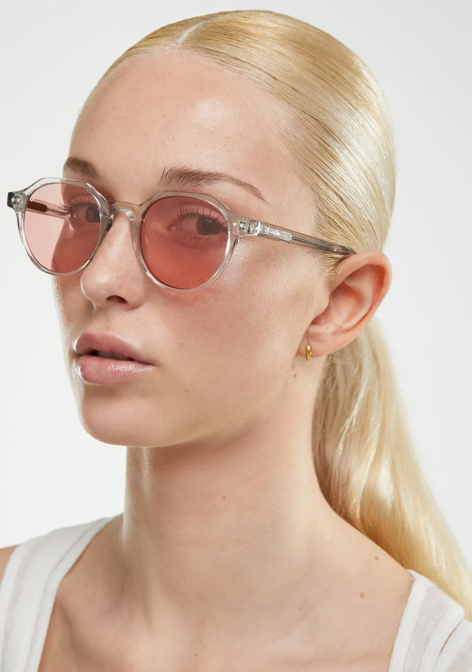 D.Franklin Ultra Light S Round Trans / Trans Red|Damen Runde Sonnenbrillen|Runde Sonnenbrillen