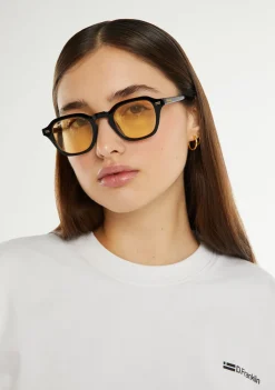 D.Franklin Ultra Light S Square Black / Yellow|Damen Eckige Sonnenbrillen|Eckige Sonnenbrillen