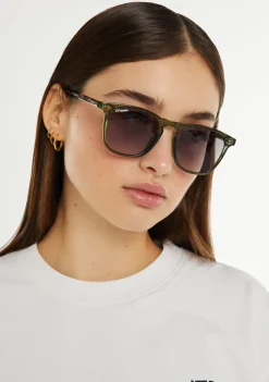 D.Franklin Ultra Light SQ Med Crystal Green / Grad Smoke|Damen Eckige Sonnenbrillen|Polarisierte Sonnenbrillen