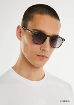 D.Franklin Ultra Light SQ Med Crystal Green / Grad Smoke|Damen Eckige Sonnenbrillen|Polarisierte Sonnenbrillen