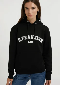 D.Franklin Varsity Hoodie Black / White|Damen Sweatshirts|Sweatshirts
