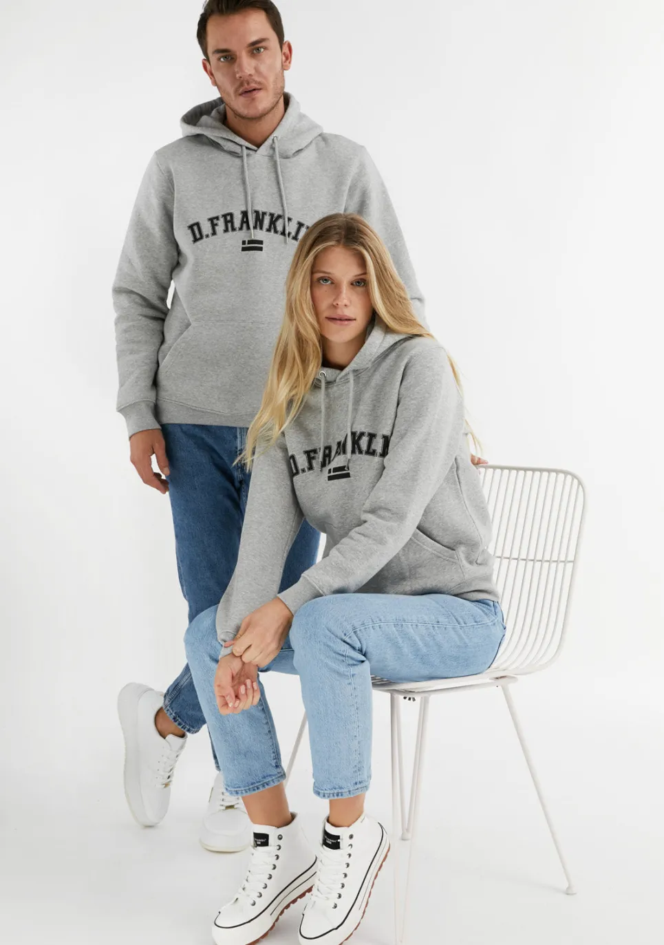 D.Franklin Varsity Hoodie Grey / Black|Damen Sweatshirts|Sweatshirts