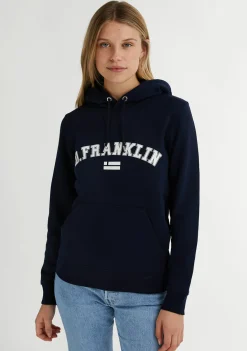 D.Franklin Varsity Hoodie Navy / White|Damen Sweatshirts|Sweatshirts