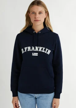 D.Franklin Varsity Hoodie Navy / White|Damen Sweatshirts|Sweatshirts