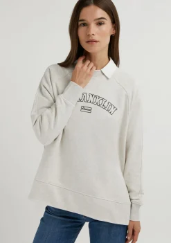 D.Franklin Varsity Oversized Crew Neck Sweatshirt Grey / Black|Damen Sweatshirts