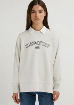 D.Franklin Varsity Oversized Crew Neck Sweatshirt Grey / Black|Damen Sweatshirts