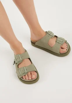 D.Franklin Vibe Sandals Buckle Khaki|Damen Sandalen
