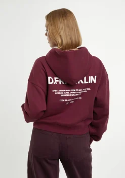 D.Franklin Worldwide Crop Hoodie Wine|Damen Sweatshirts
